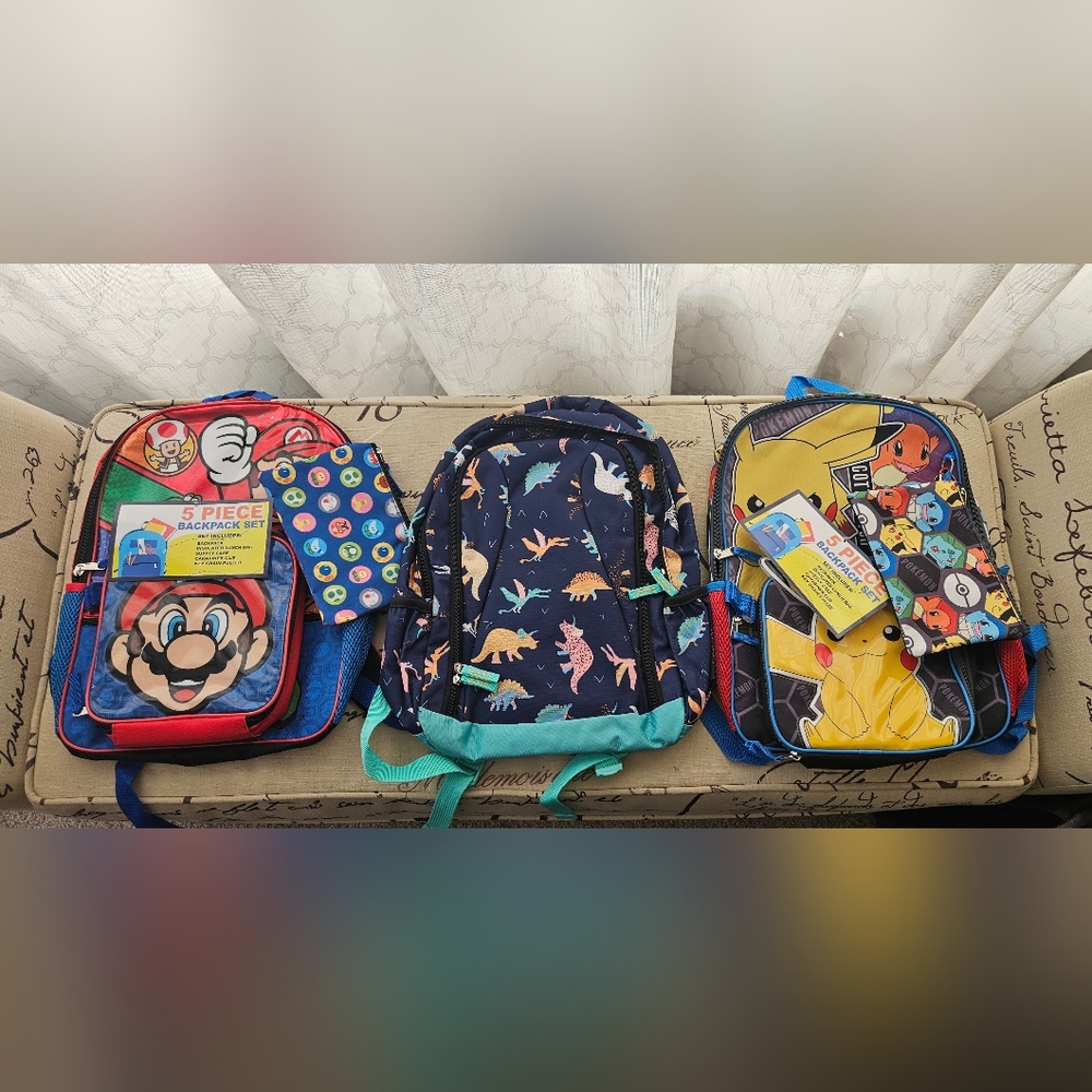 Dinosaur Print Backpack with Teal Accents